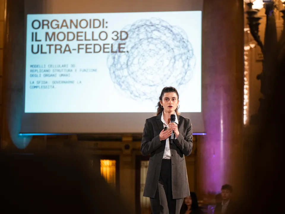 La presentazione di BioBrick, con la slide sugli organoidi come modelli 3D degli organi