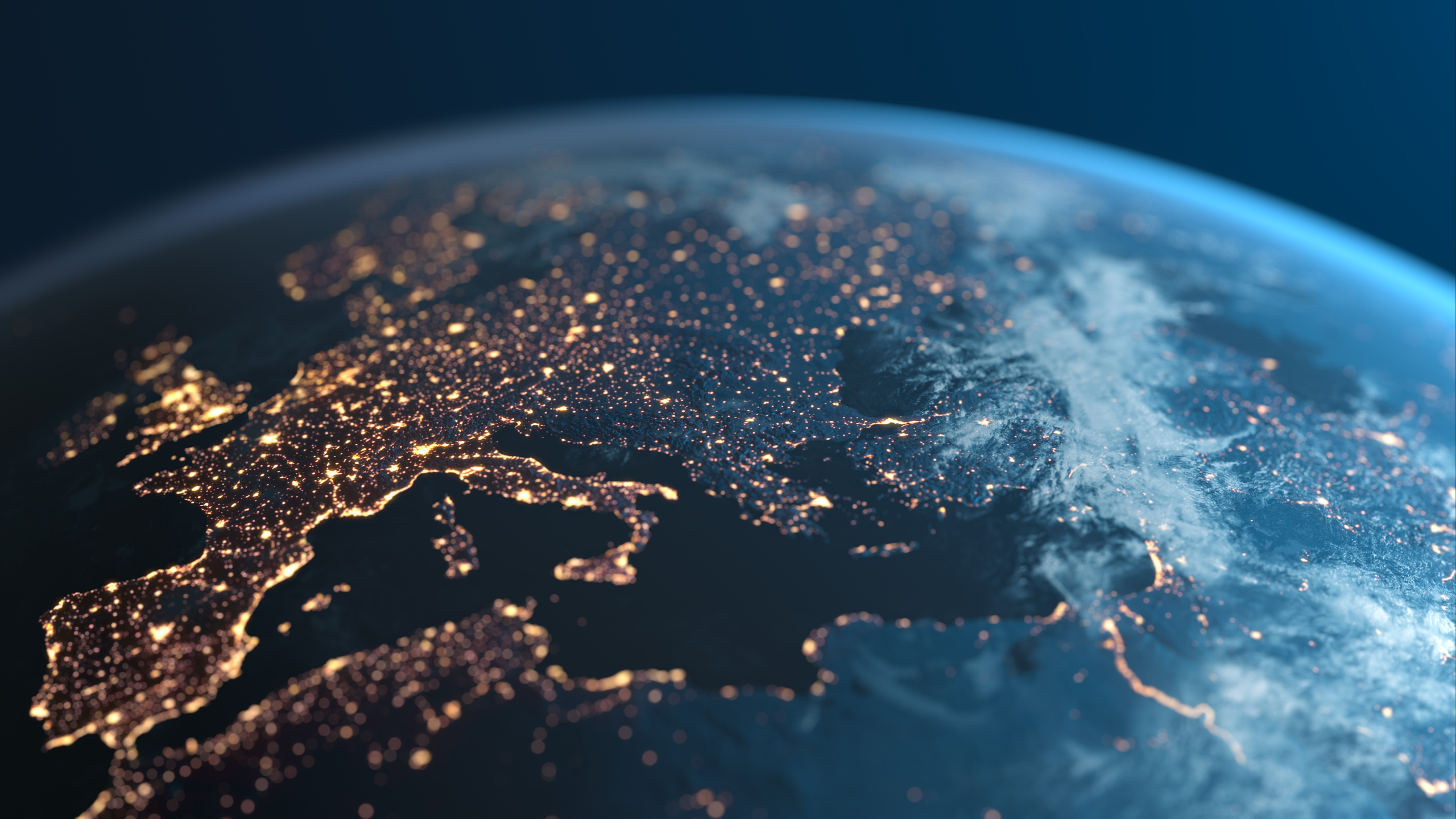 immagine di sfondo dell'Europa notturna vista dallo spazio